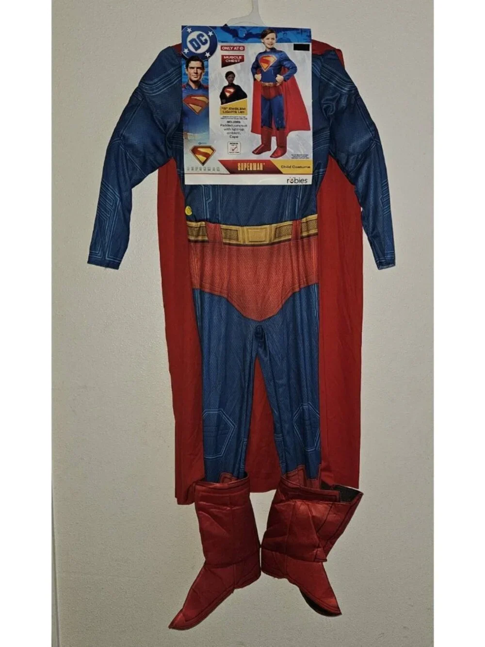 NEW Superman Halloween Costume DC Rubies Boys Medium 7/8 For 6-8 Years Light-Up
